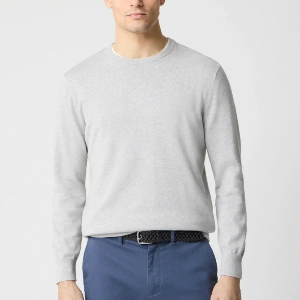 J.CREW Men's Heather Grey 100% Cotton Crew Neck Sweater-Tee - XL